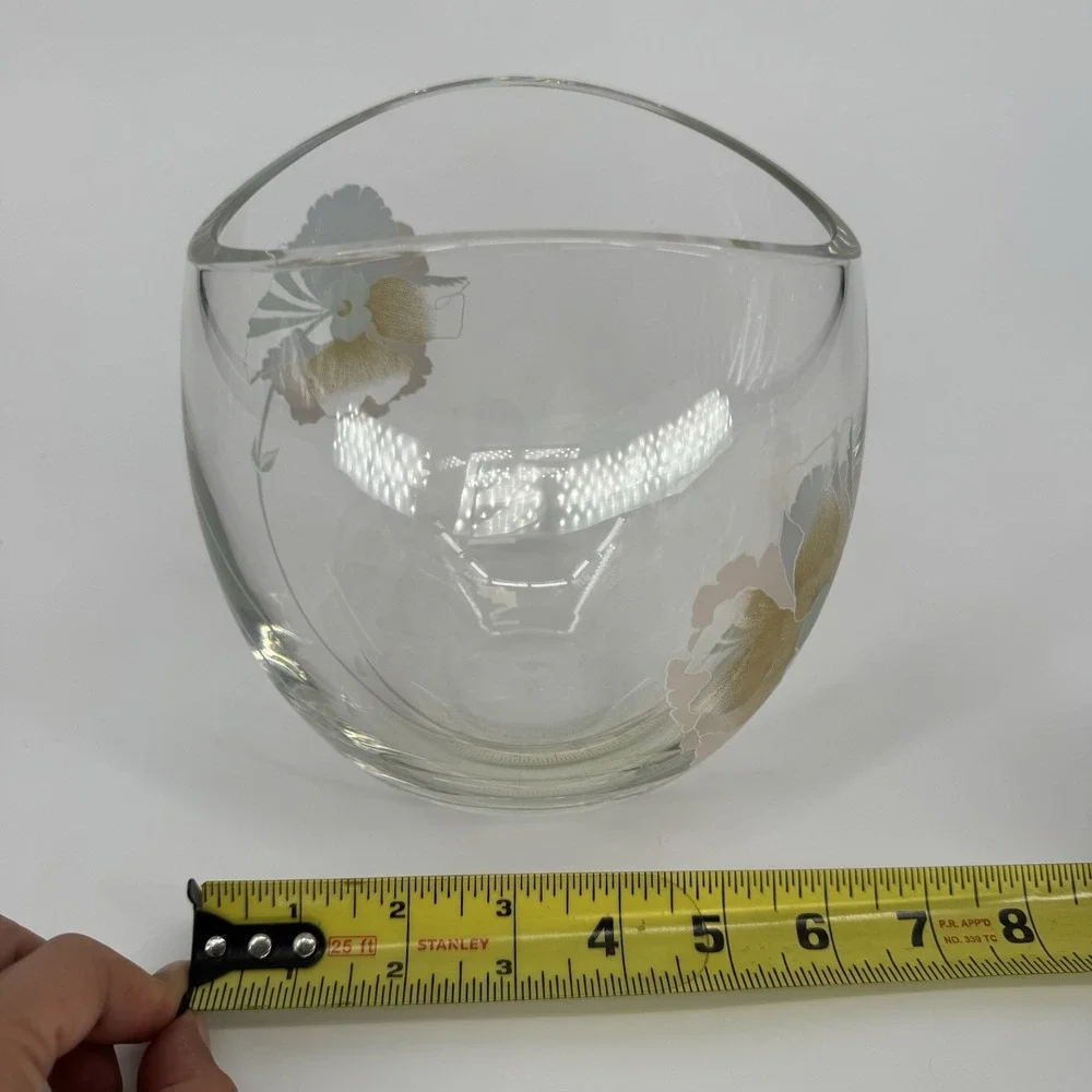 Rosenthal Glass Studio Line Pan Tao Vase 1980s Vintage Floral Metallic Motif - Picture 7 of 8